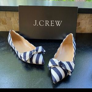 J. Crew Navy and White Striped Women's Flats Sz 7